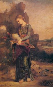 Gustave Moreau : Thracian Girl carrying the Head of Orpheus on his Lyre